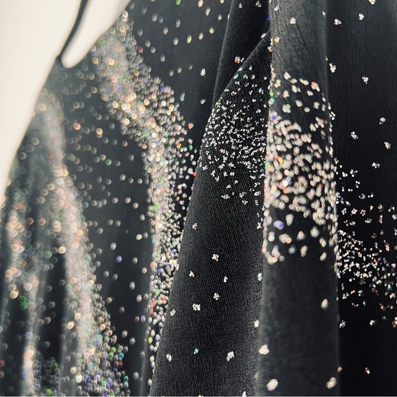 Vintage 1990s 1980s Black Rainbow Glitter Shirt XL - Picture 12 of 14